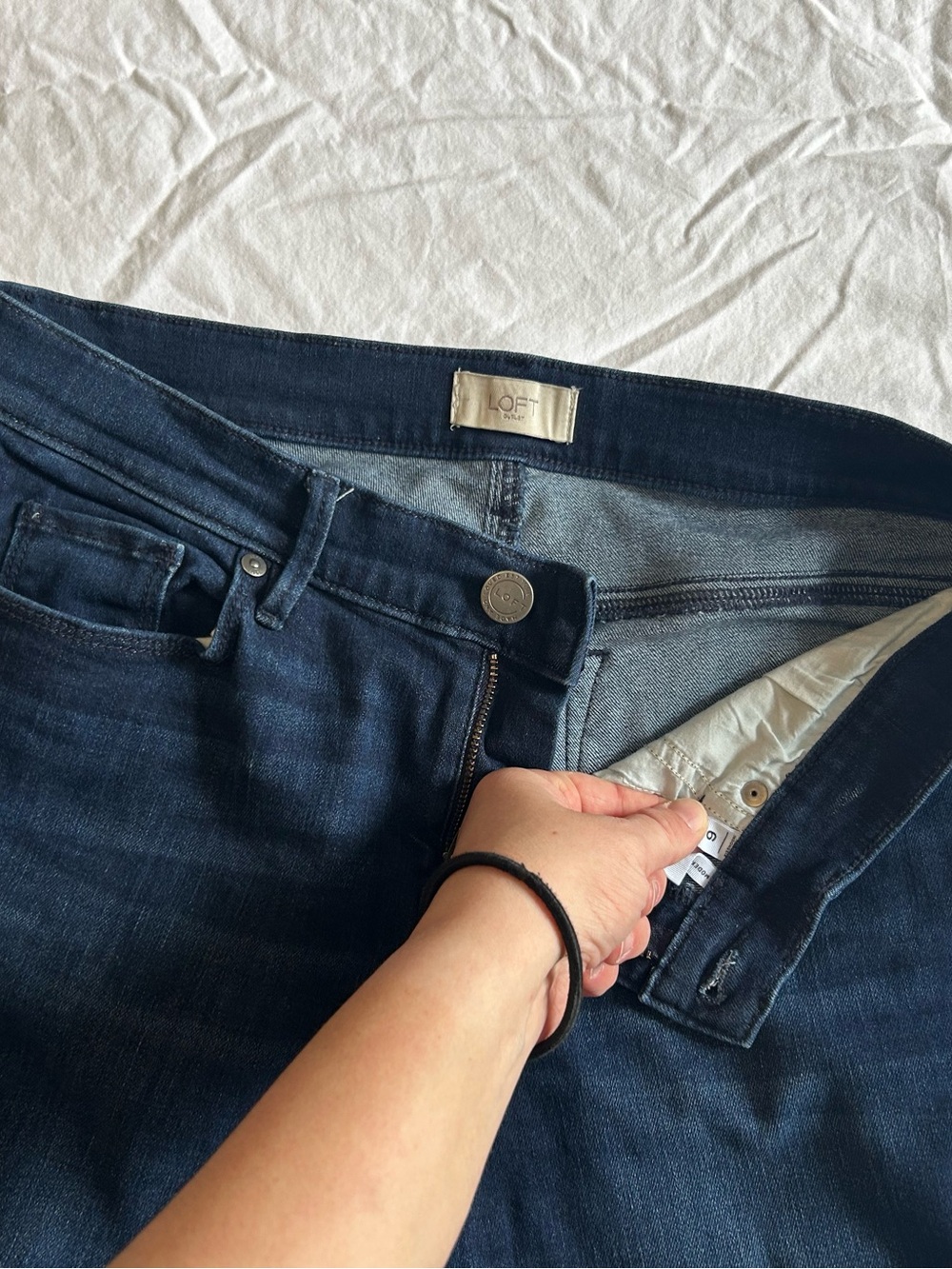 LOFT Indigo Relaxed Straight Jeans